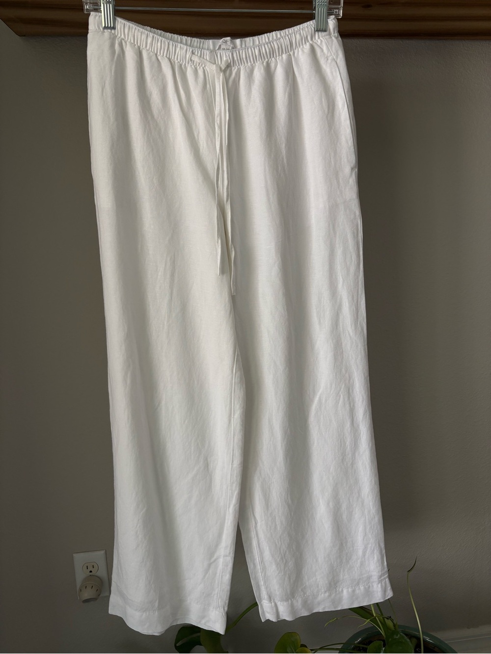 Linen White Drawstring  Pants